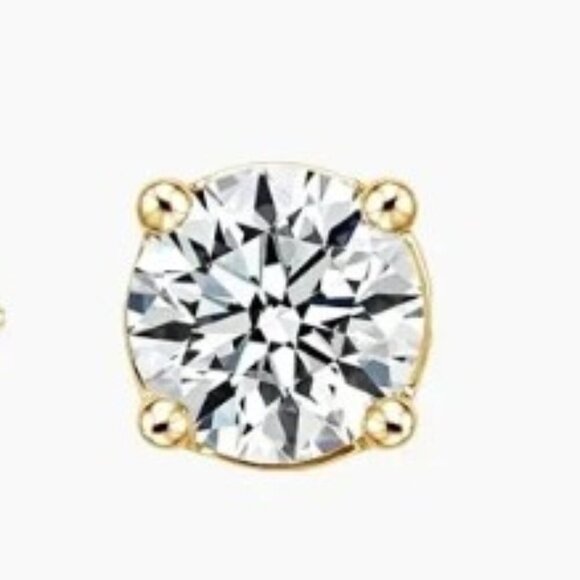 Moissanite 0.5 CT Round Stud Earrings 4 Prong Yellow Gold Plated 925Sterling NWT - Picture 11 of 13